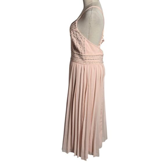 LULU'S Peach Beaded Pleated Midi Gown - Picture 5 of 7
